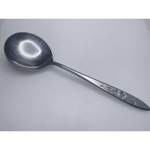 Vintage National Clarmante Soup Serving Spoon 8” Flower Flatware Cutlery